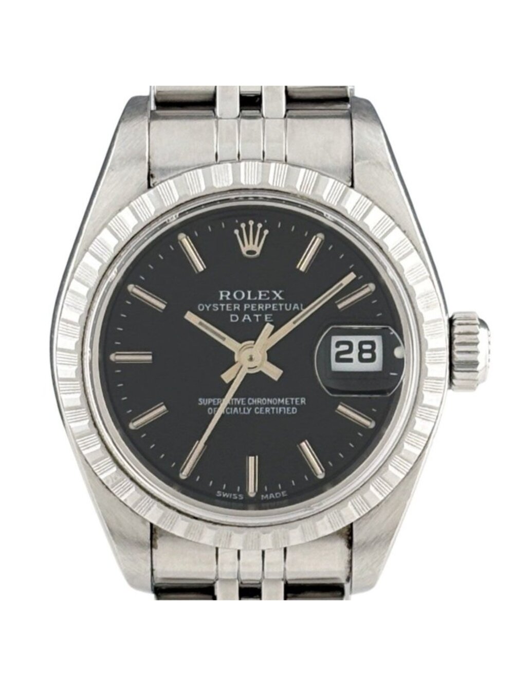 Rolex Oyster Perpetual Date Watch SS Automatic Black
